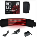 Black red led infrared belt therapy device with flexible silicone band and glowing infrared heating red light panel