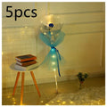Led luminous balloon rose bouquet featuring a transparent bobo ball with a blue rose and glowing light stick