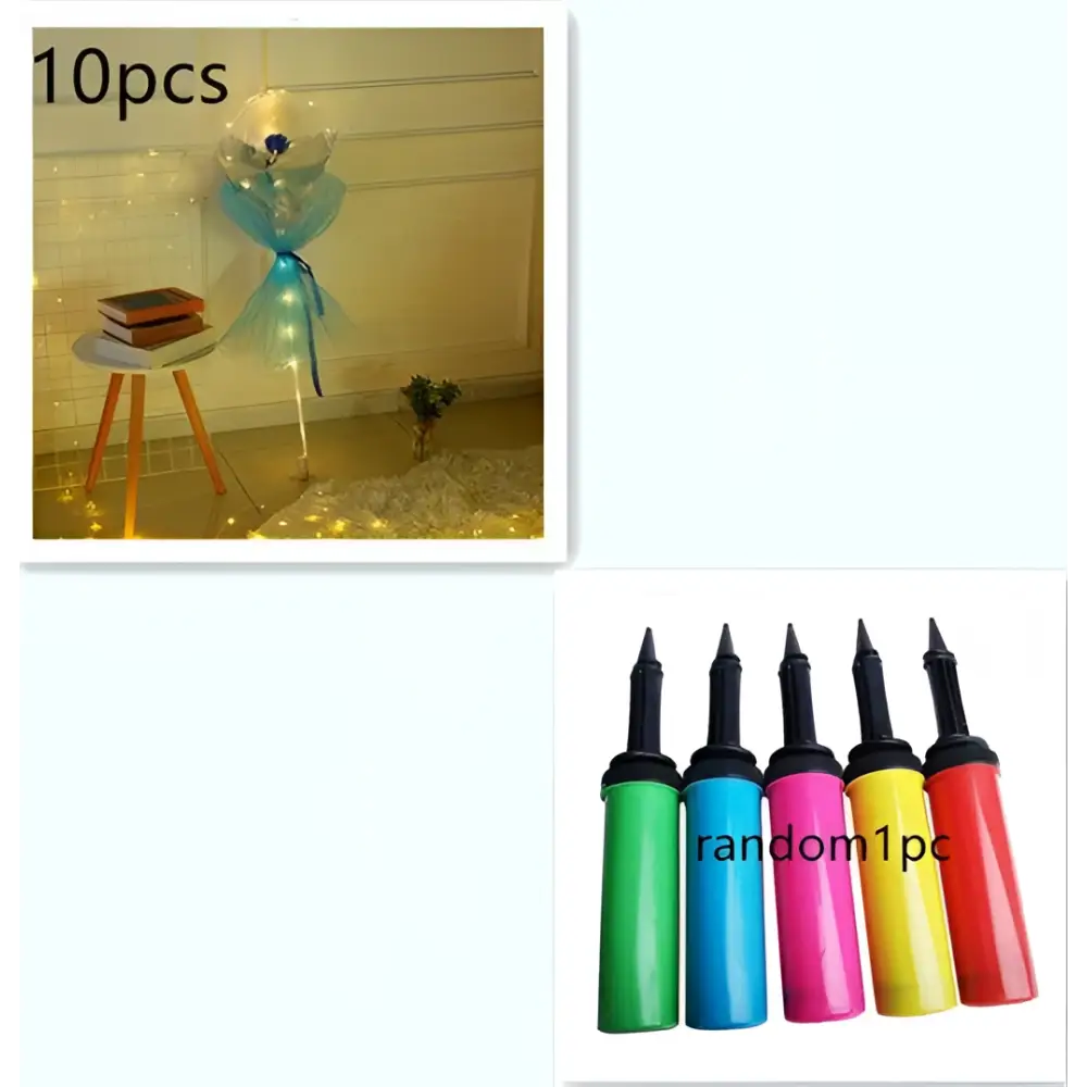 Colorful handheld balloon pump with black nozzle and textured grip for inflating luminous balloon rose bouquet transparent bobo ball