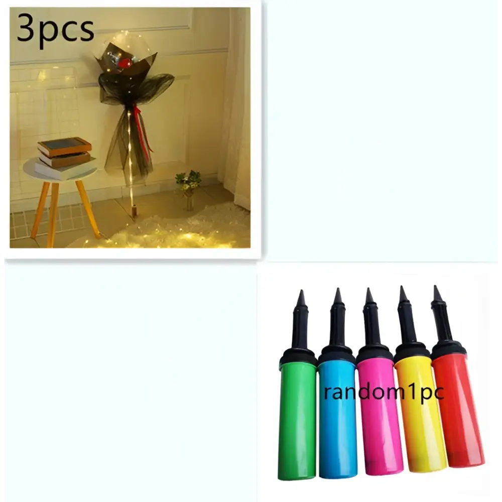 Set of five colorful handheld air pumps in green blue pink yellow and red for luminous balloon rose bouquet transparent bobo ball