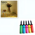 Colorful handheld air pumps in green blue pink yellow and red with black nozzles for luminous balloon rose bouquet and transparent bobo ball