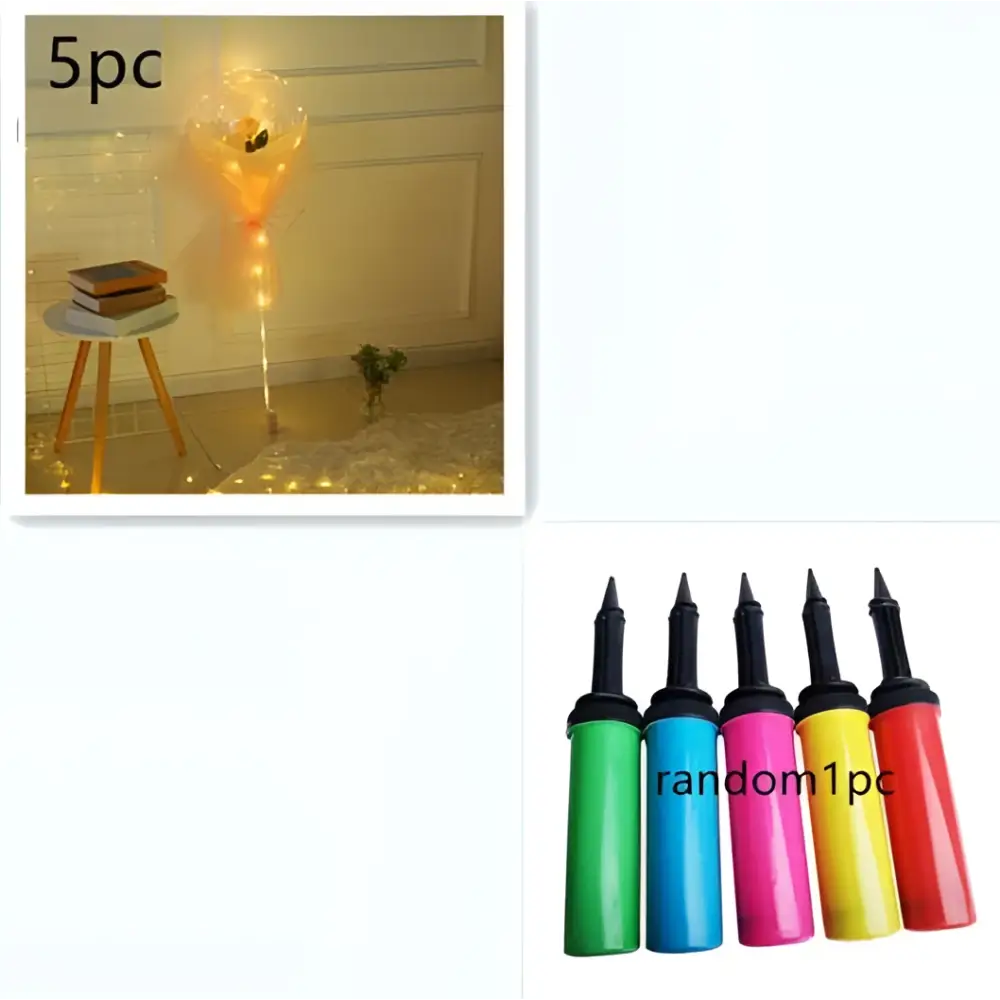 A set of five colorful handheld electric balloon pumps in green blue pink yellow and red for luminous balloon rose bouquet and transparent bobo ball inflation