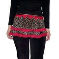 Leopard print sexy hot girl skirt featuring a ruffled mini design with red lace trim for a bold look