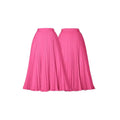Vibrant fuchsia pleated midi swing casual skirt with smooth flowing fabric and fitted waistband for elegant wear
