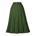 Light blue swing casual skirt with a flowing olive green pleated midi design made from smooth lightweight fabric