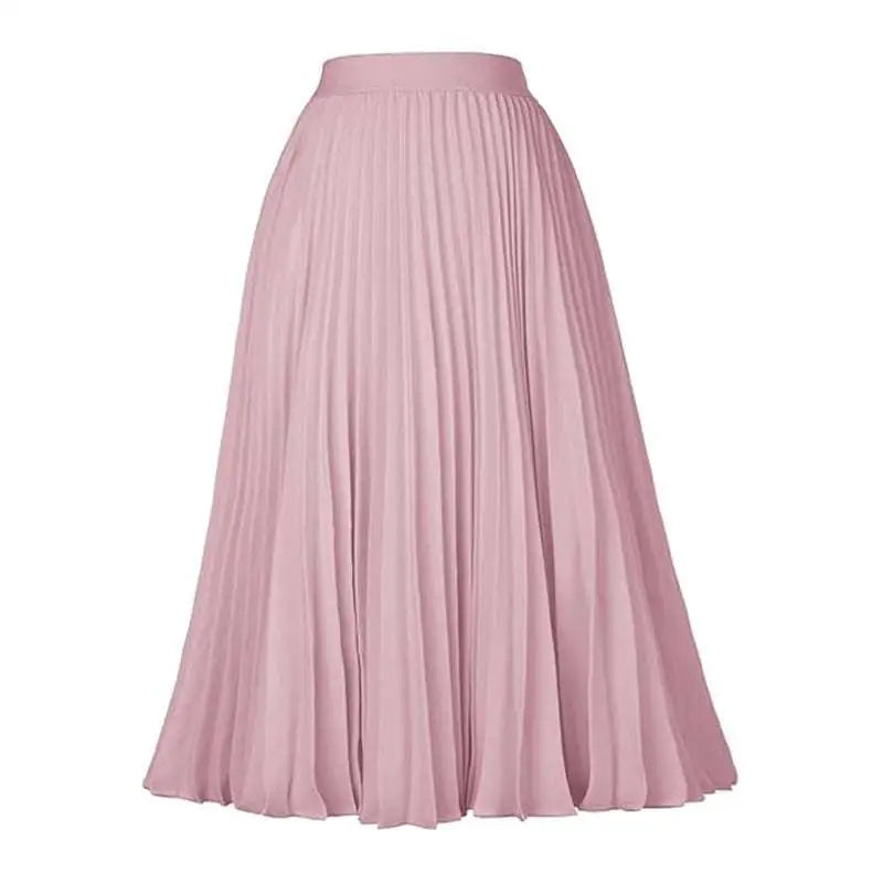 A light blue swing casual skirt with pleated midi design smooth flowing fabric and elastic waistband