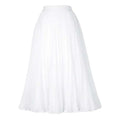 Light blue swing casual skirt with pleated midi design and smooth flowing lightweight sheer fabric with high waistband