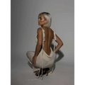 Light blue satin slim backless dress summer gown with cream-colored backless design and delicate tie straps