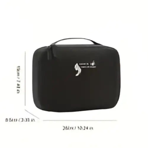 Black rectangular travel storage bag with top handle and subtle white logo for light blue multifunctional use