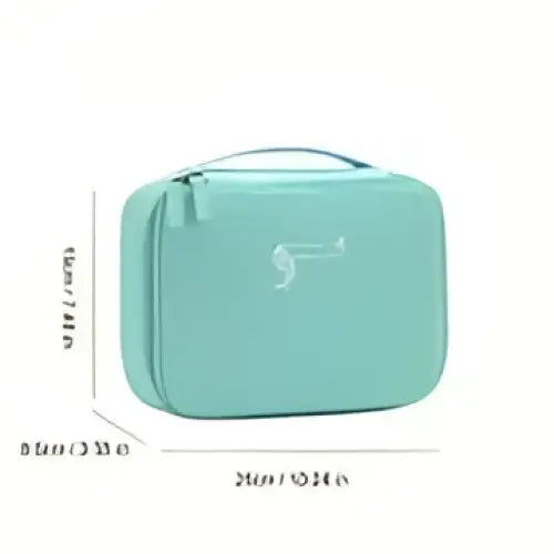Light blue multifunctional square travel storage bag with top handle and subtle front logo for organized travel storage