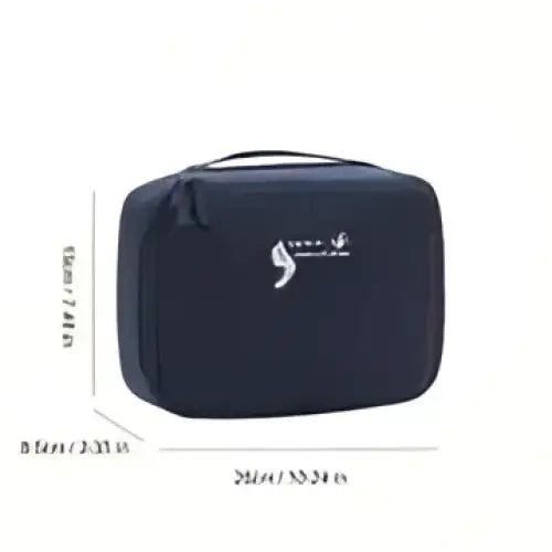 Light blue multifunctional square travel storage bag with top handle and subtle front logo for organized travel storage