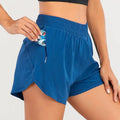 Light blue summer sports shorts with zipper pockets breathable and elastic waistband for comfortable wear