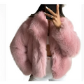 Light gray winter plush coat with soft pink faux fur, cozy voluminous silhouette, and long sleeve design for plush coat fashion