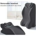 Black memory foam lumbar support pillow with removable headrest and snap buttons for light green reclining chair stomach sleeper pillow