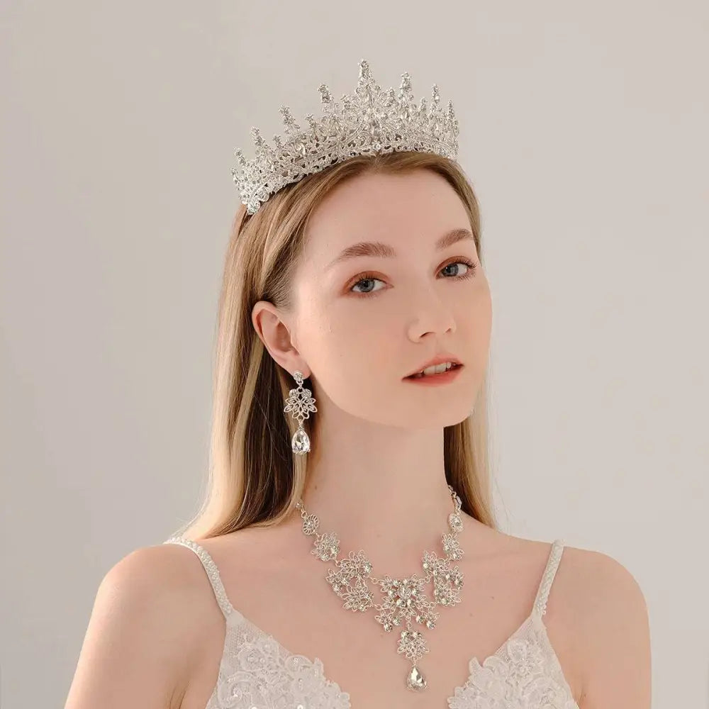 A sparkling silver crystal wedding tiara with intricate details in luxury socialite style for elegant socialite style hair