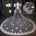 Long lace wedding veil meters wide style with intricate floral embroidery white lace and scalloped edge bridal veil