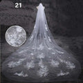 Long lace wedding veil meters wide style featuring delicate white lace with intricate floral embroidery and subtle sheen