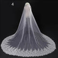 Long lace wedding veil meters wide with delicate white lace wedding veil and intricate floral embroidery scalloped edge
