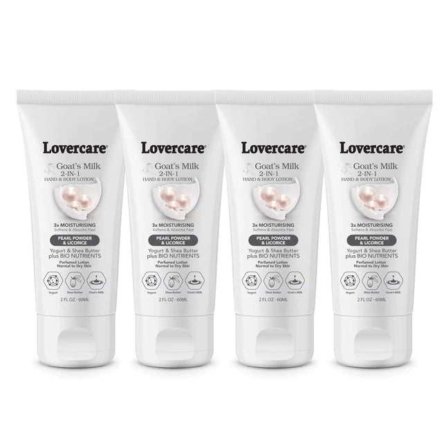 Lovers Care 4 - PACK Goat Milk Body Lotion for Dry Skin Pearl 2 fl oz (60ml) - 4 - PACK - Royalessencelux