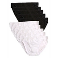 Six-pack of black and white low rise bikini seamless briefs with narrow elastic for comfortable fit