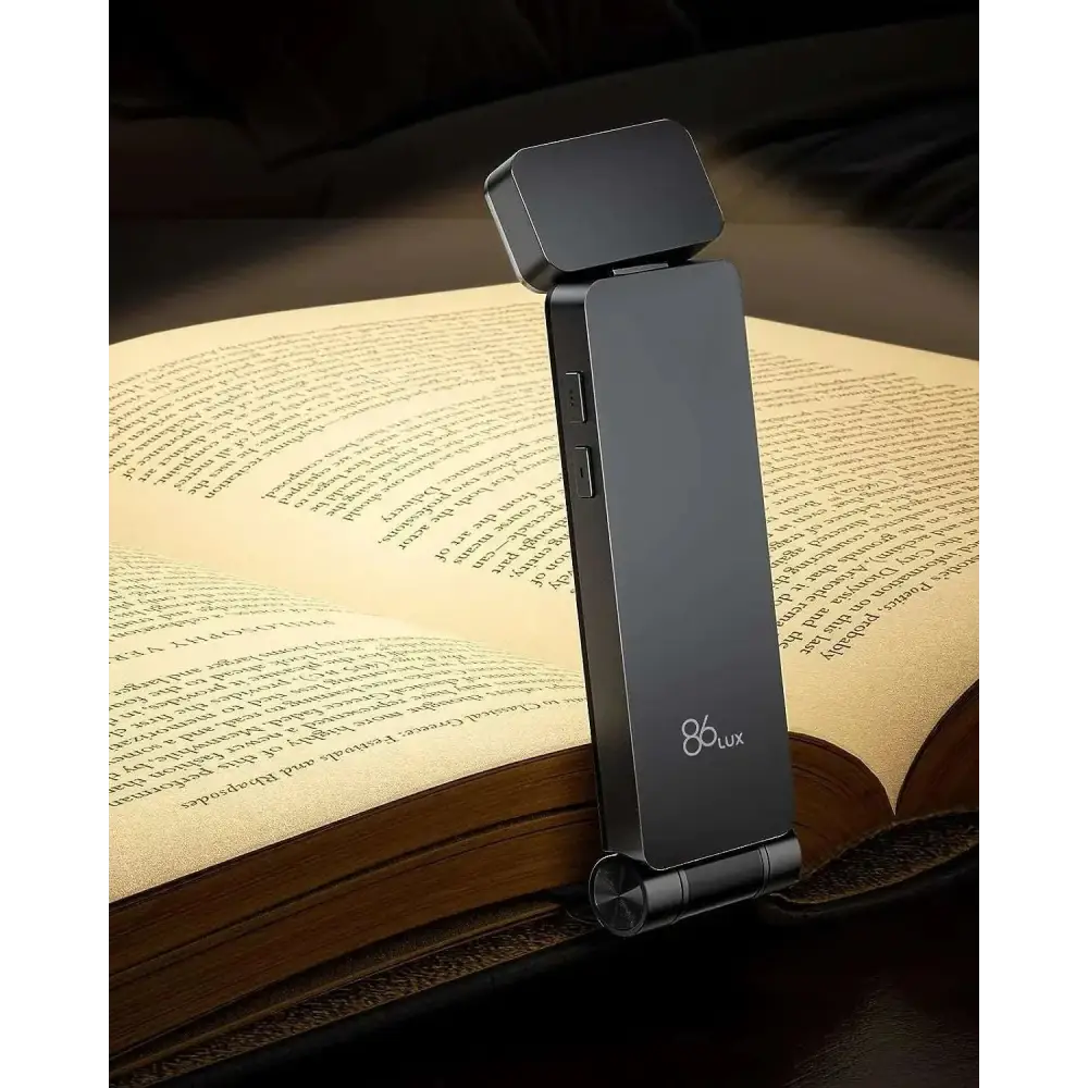 Black 86ux book clip with camera lens on top used with lume lights usb acrylic stand for stylish lighting display