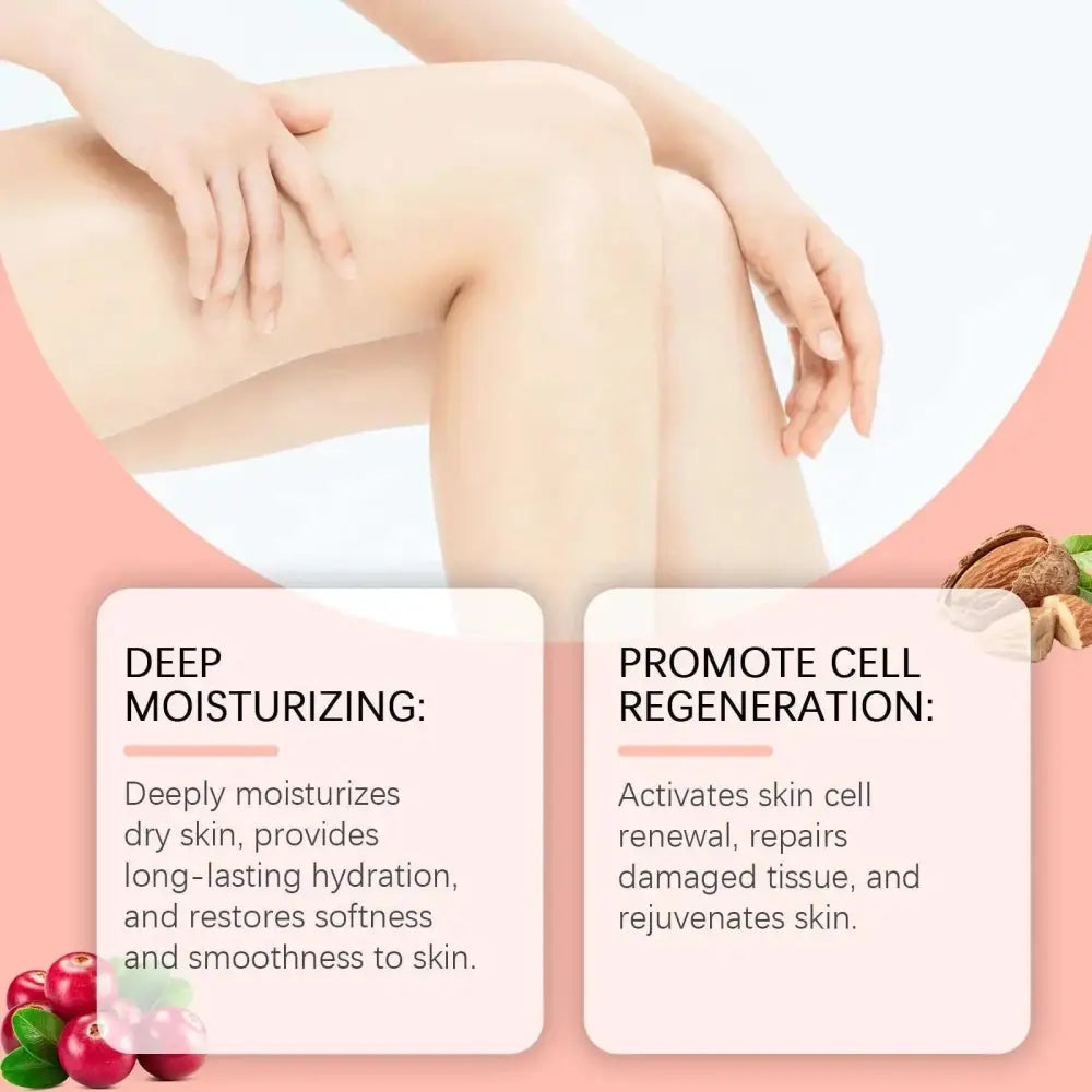 Pink and white label of luxury amber soothing body oil highlighting deep moisturizing and cell regeneration benefits