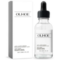 Clear glass bottle with black dropper containing ouhooe luxury anti-aging serum for women with white label