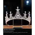 A luxury atmosphere bridal silver tiara with intricate star-shaped rhinestones and clear crystal embellishments