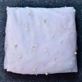 Luxury heavy industry bridal pearl veil in lavender sheer fabric with scattered pearl-like bead embellishments and tiara