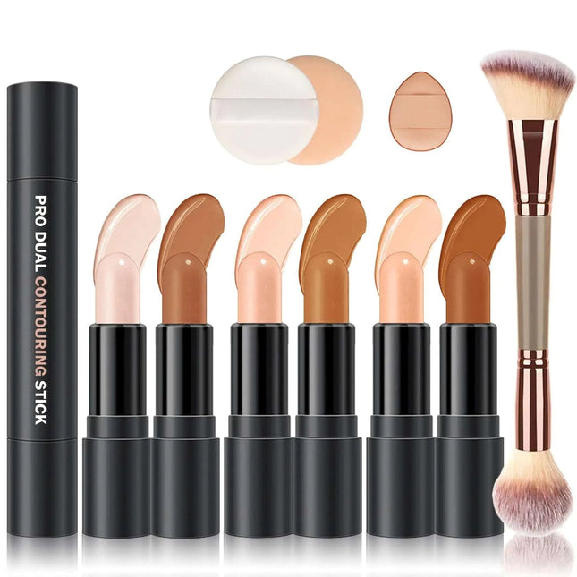 LZXLUKGIR 6 Colors Cream Contour Stick Makeup Contour KitFace Highlighter Makeup Stick Cream Bronzer Stick Contouring Makeup Kit for BeginnersLightweight Cream Concealer Contorno Maquillaje - Royalessencelux