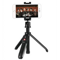 Black tripod phone holder with adjustable clamp and grip handle for m070 bluetooth selfie hands-free photography