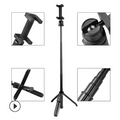 Black m070 bluetooth selfie stick with tripod base and phone clamp for hands-free photography and remote control use