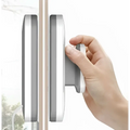 A sleek magnetic double-sided wipe door handle with brushed silver finish and smooth rounded edges for wipe window squeegee