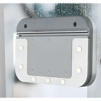 Silver-framed led wall-mounted light with bright white lights complementing magnetic double-sided wipe window squeegee design