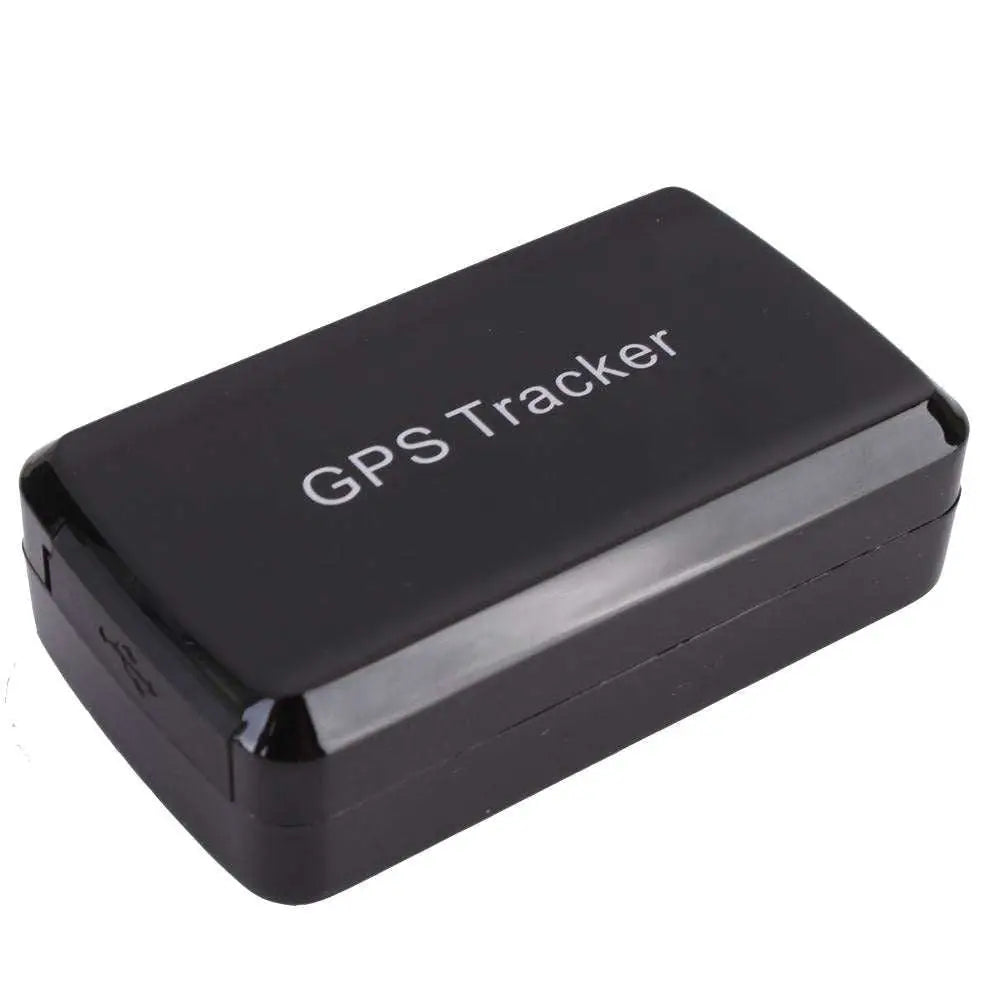 Black rectangular magnetic gps tracker with glossy finish and white engraved text for positioning accuracy and restricted area monitoring