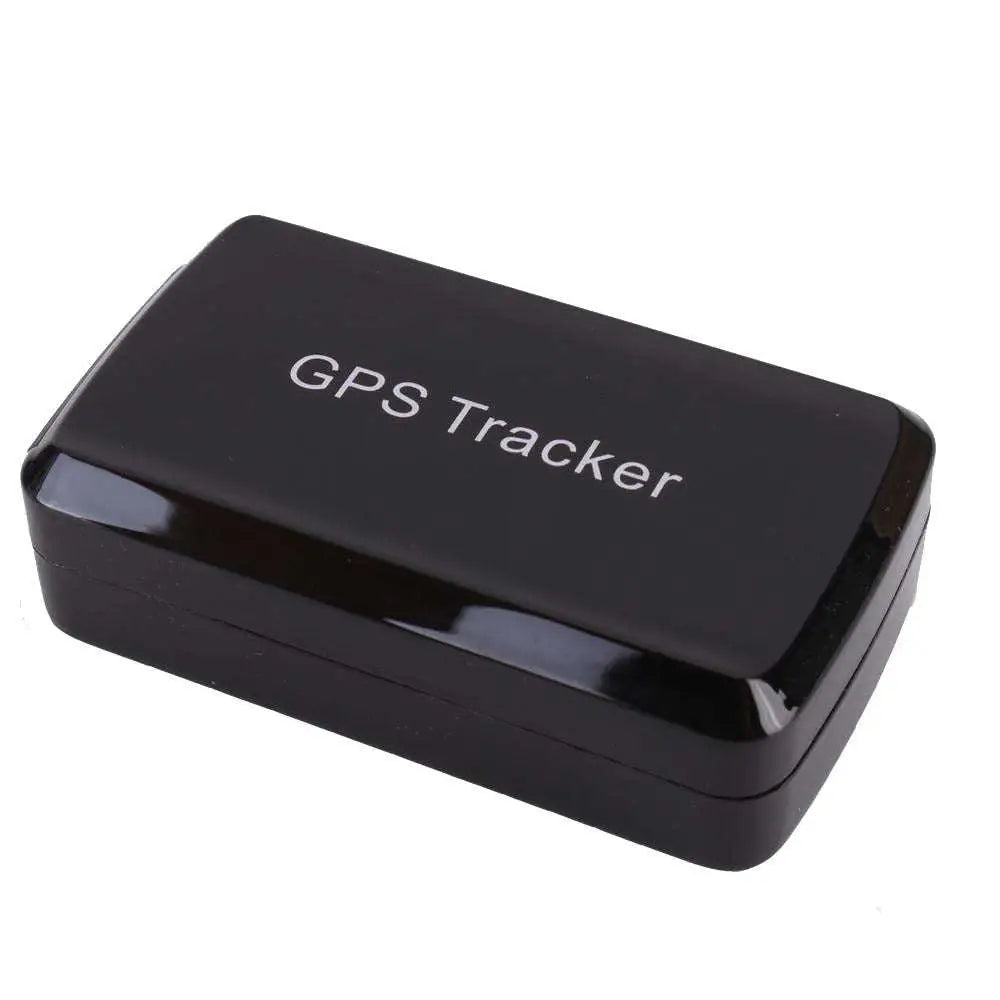 Black rectangular magnetic gps tracker with glossy finish and white engraved text for restricted area monitoring