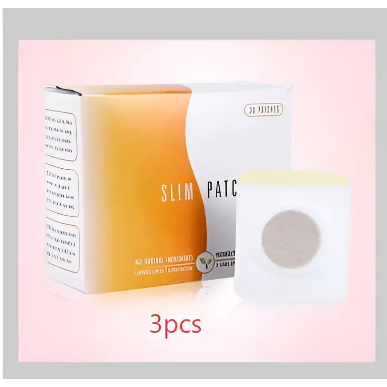 White and yellow magnetic slimming belly button patch box with a single circular mesh-covered button patch slimming displayed