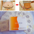 Orange and white box of magnetic slimming belly button patch with circular adhesive button patch slimming pads arranged around it