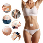 White square adhesive magnetic slimming belly button patch with central circular indentation for body contouring