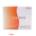 A sleek white and orange box of magnetic slimming belly button patch with bold black text and minimalist design