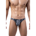 Maiclaice mens ice silk snake skin briefs in black and gray pattern featuring breathable fabric for daily comfort