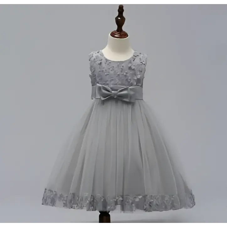 Maroon lace girls princess dress featuring a delicate gray lace bodice with floral embroidery and a flowing summer skirt kids design