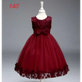 Maroon lace girls princess dress with sleeveless fitted bodice large waist bow and voluminous tulle summer skirt kids