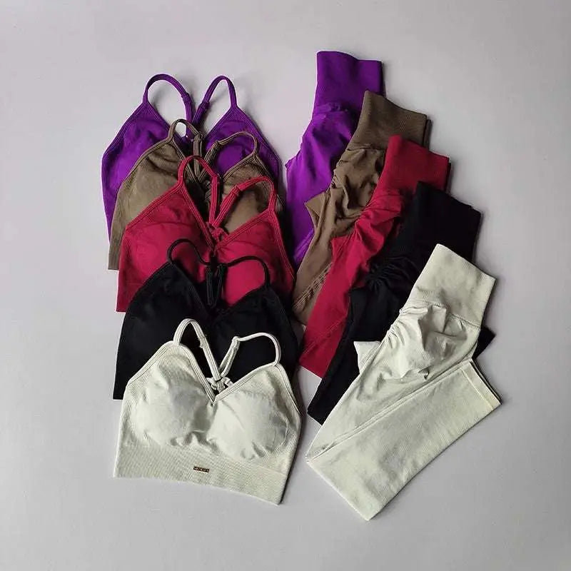 Maroon sports bra with thin straps and v-neckline made of smooth stretchy fabric for sports high waist tight seamless use