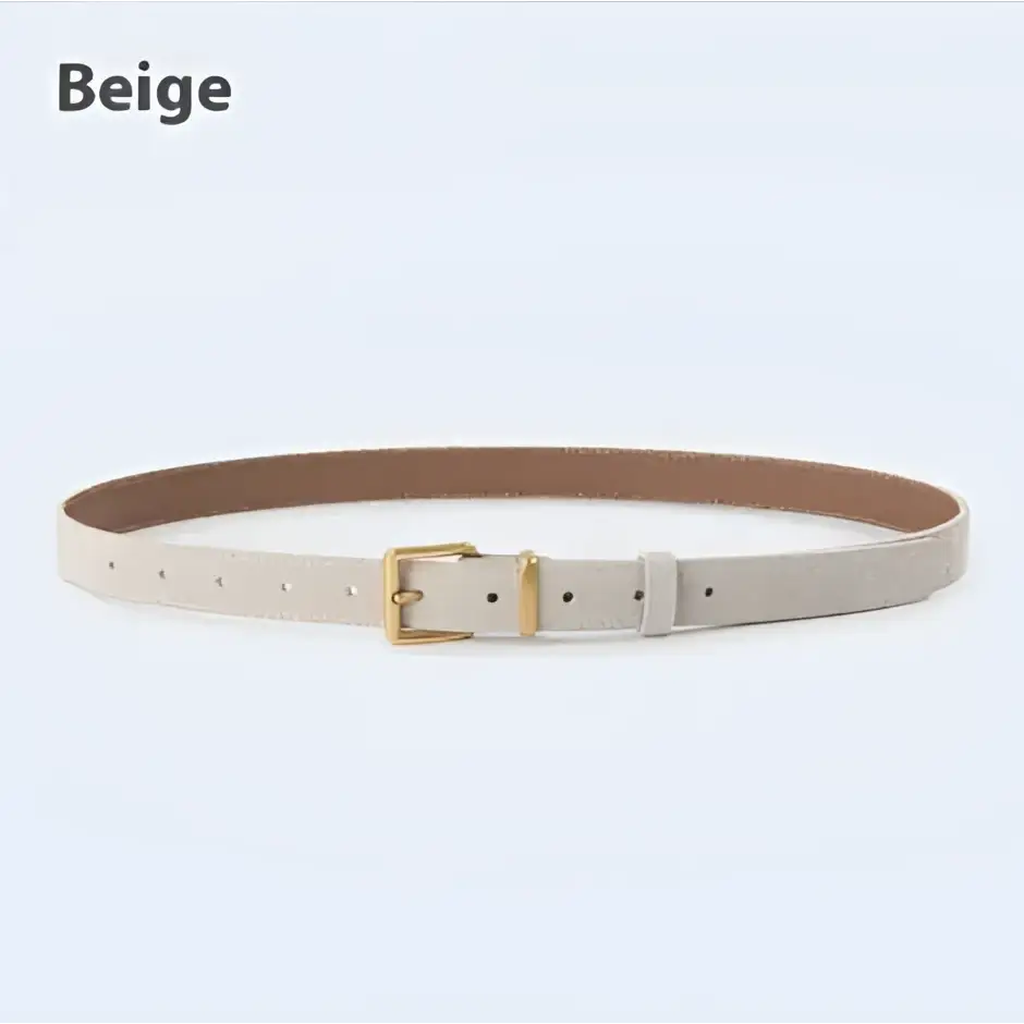 Matcha green suede leather belt for women with gold-toned buckle featuring durable suede leather belt material