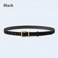 Black leather belt with gold-toned buckle for women’s suede leather and matcha green suede leather belt collection