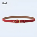 Red suede leather belt with gold-toned buckle for women’s suede leather accessories collection