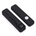 Matte black microneedle roller with textured metallic needle head and oil rubber handle in matching black case
