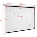 Matte white motorized projection screen with black border and silver roller for enhanced viewing area in home theater movies