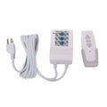 Matte white motorized remote control and receiver unit with coiled power cord for enhanced viewing area home theater movies
